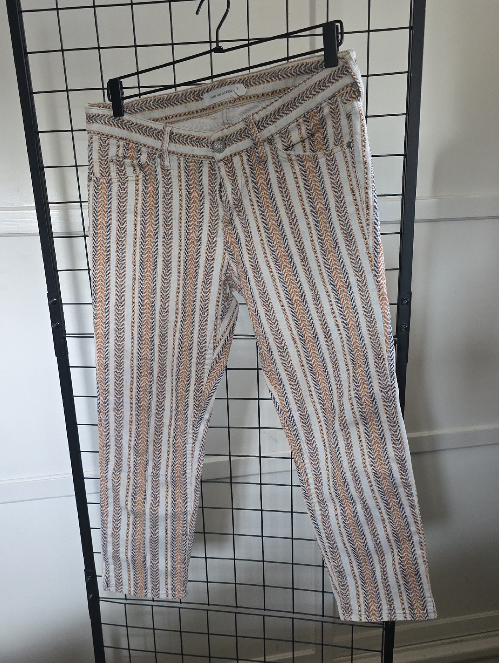 Isabel Marant Striped Ankle Pants in White, Tan & Blue